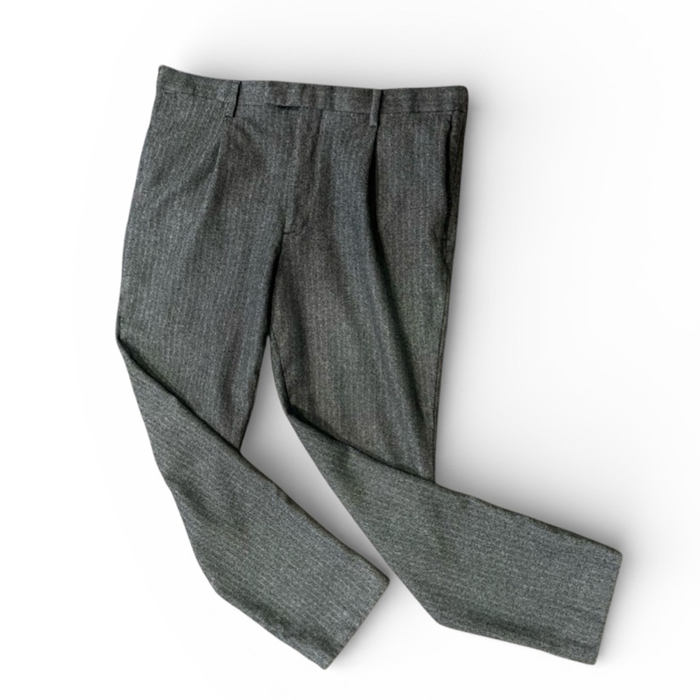 Banana Republic Men's Slim Fit Marzotto SUPER 110's Gray Herringbone Wool 34x30